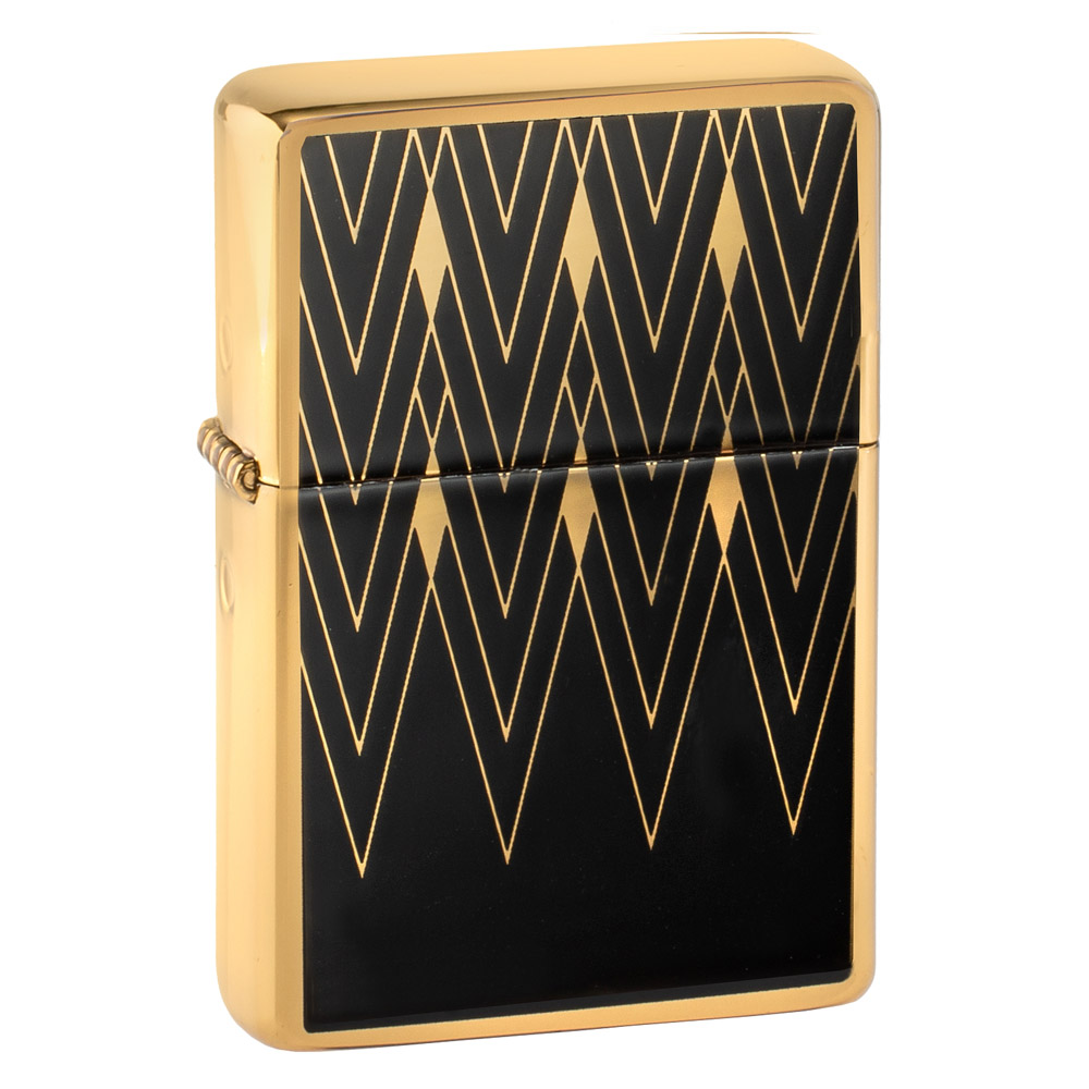 Q311013 Zapalniczka benzynowa Tasman BRASS Art Deco gold-black